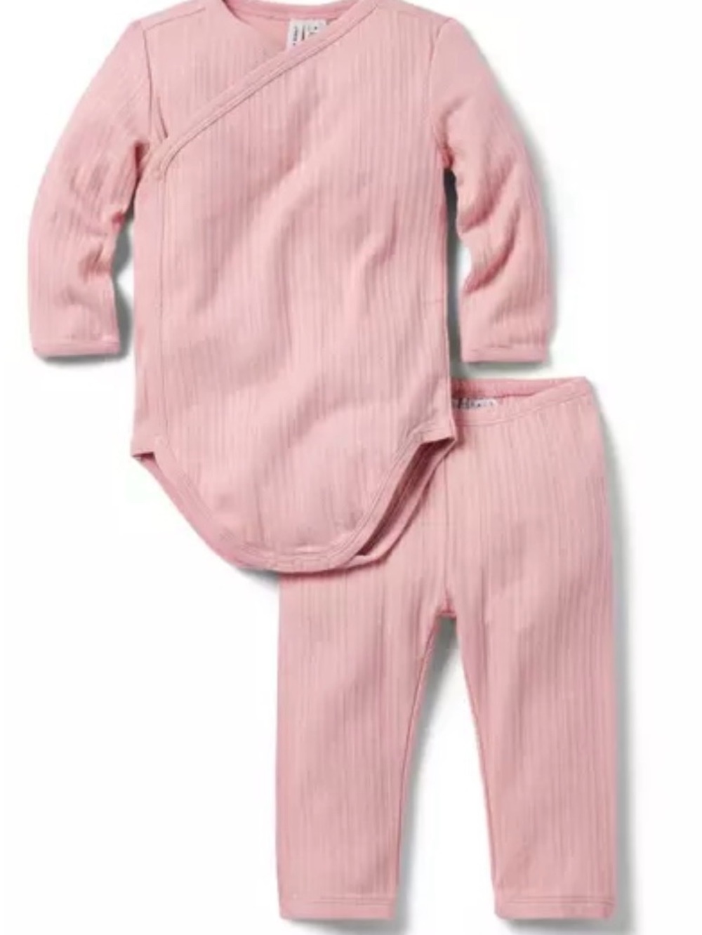 Janie and Jack Pink Ribbed Long-Sleeve Bodysuit and Pants Set